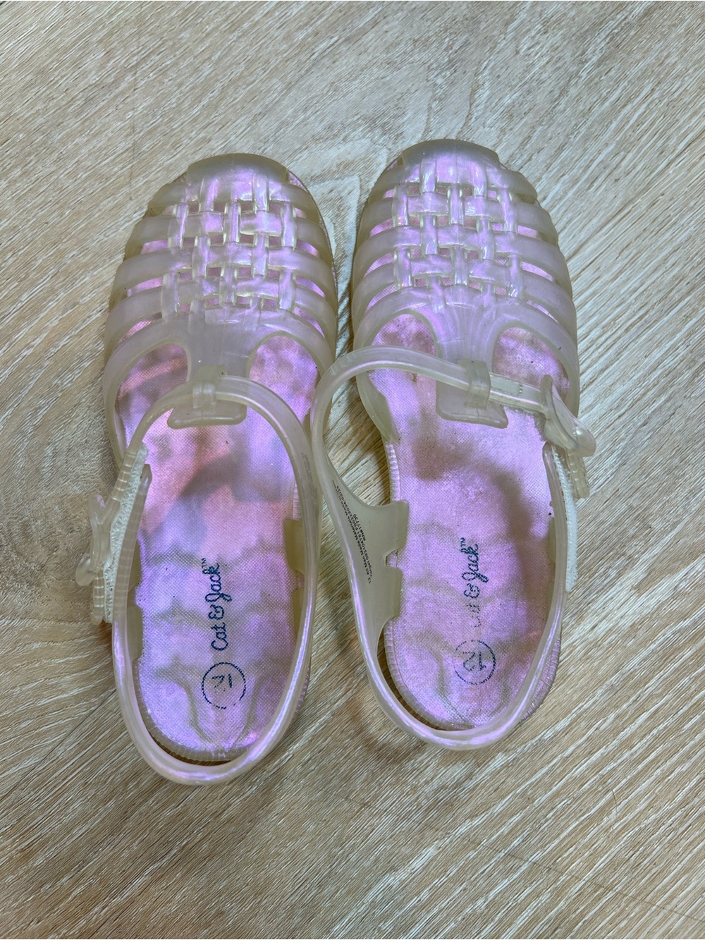 Cat & Jack Pearlescent Woven Jelly Shoe Sandals, Heel Strap, Girls Size 12